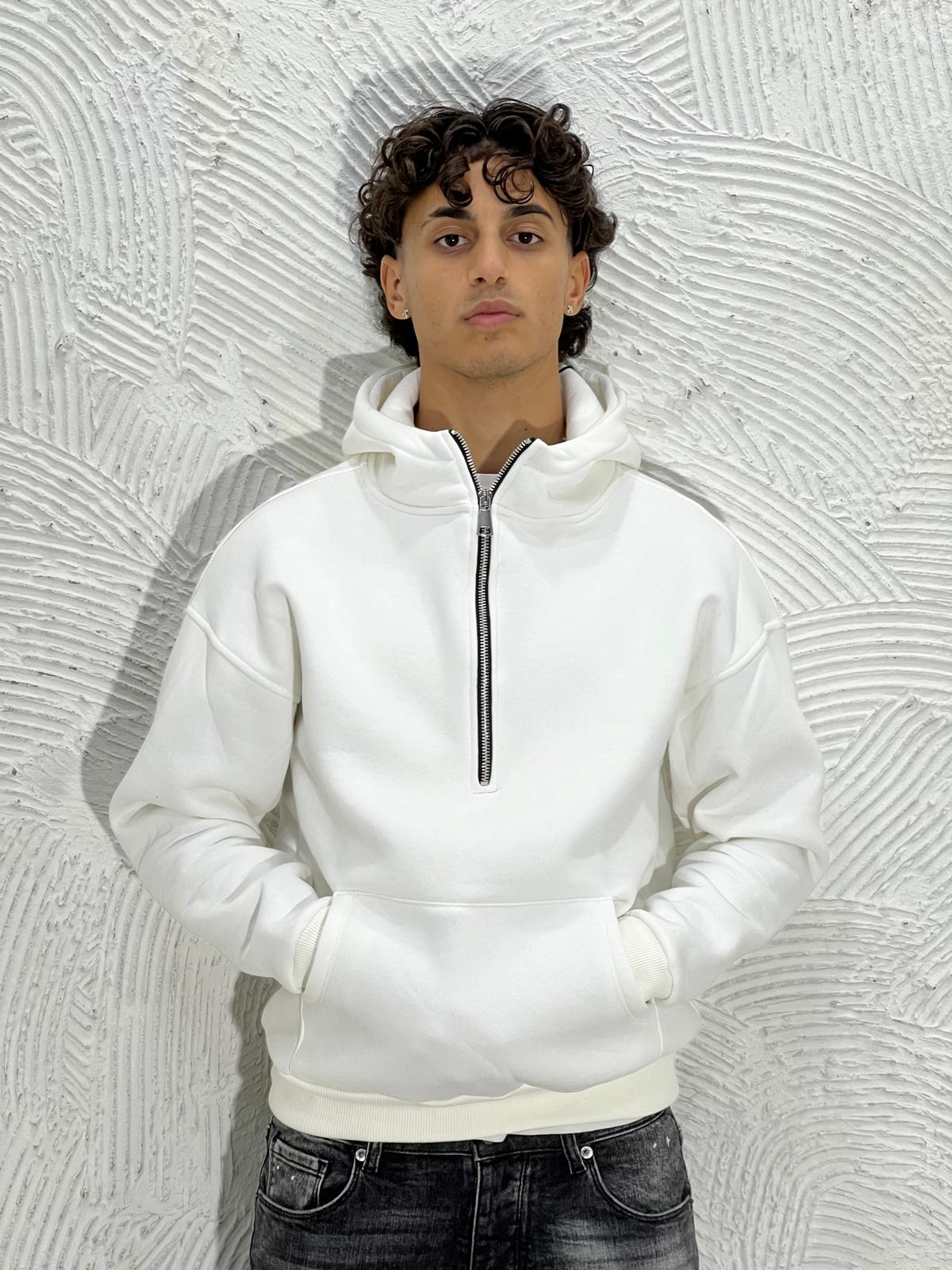 Felpa MezzaZip Cappuccio