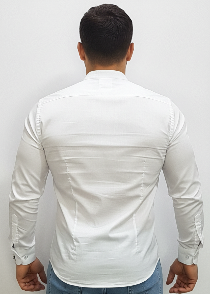 Camicia Colletto Coreano Bianca