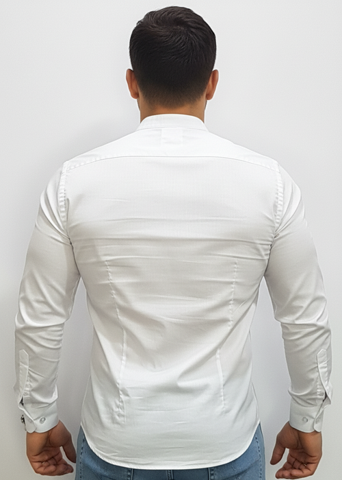 Camicia Colletto Coreano Bianca