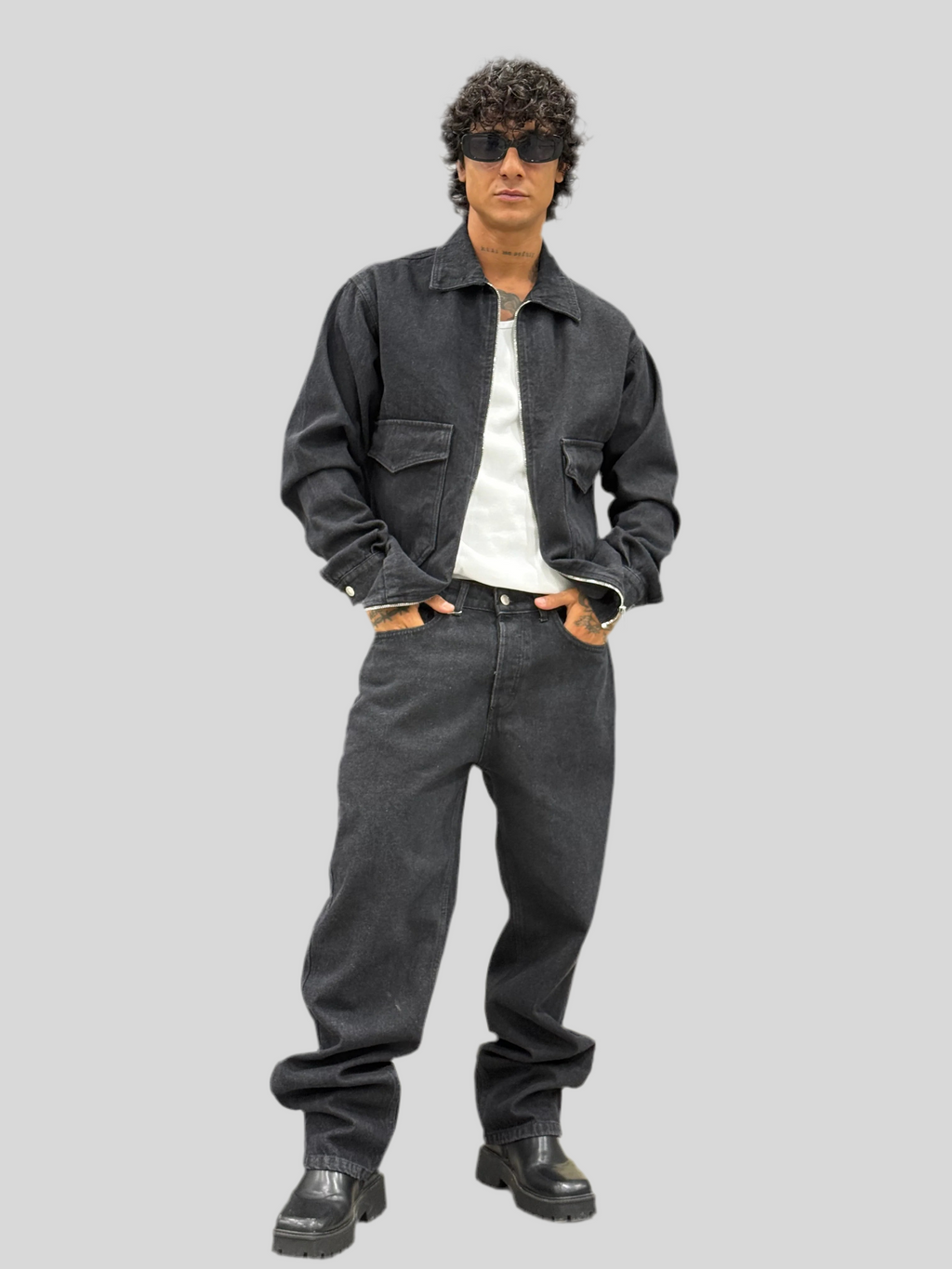 COORDINATO IN DENIM NERO