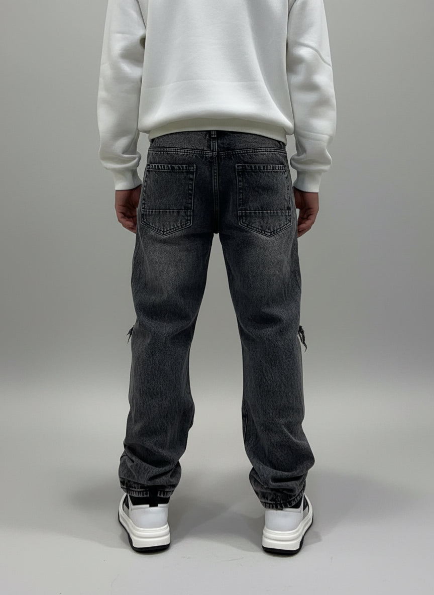 JEANS BAGGY GREY CURVED PANEL