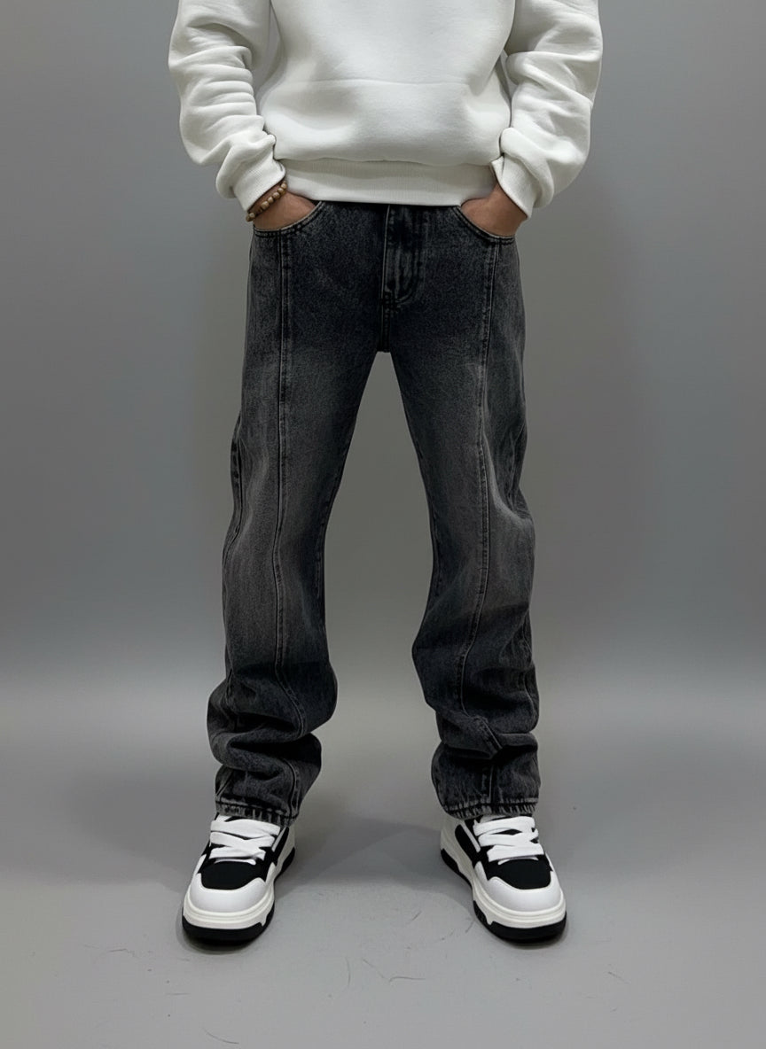 JEANS BAGGY GREY CURVED PANEL