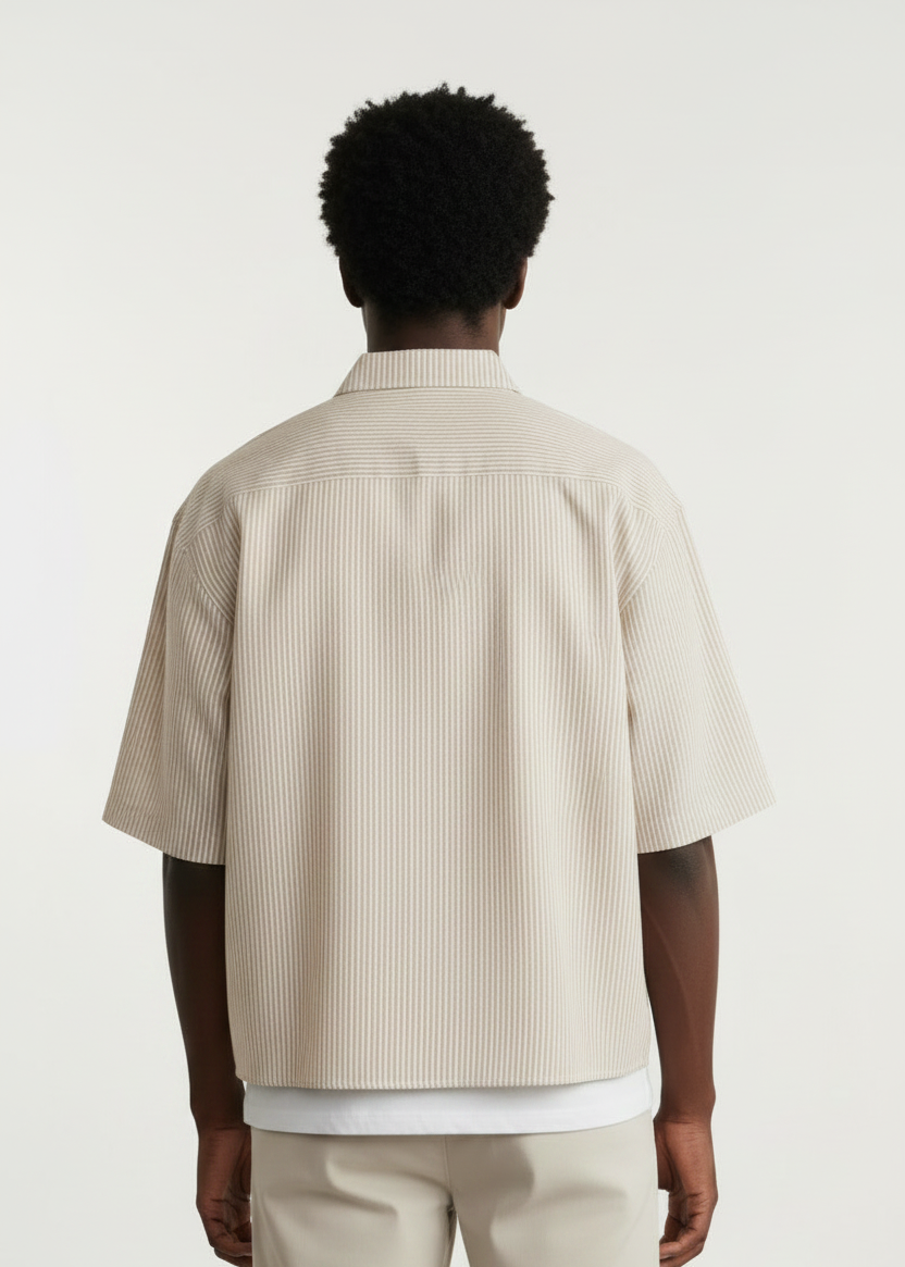 Camicia over crop rigata