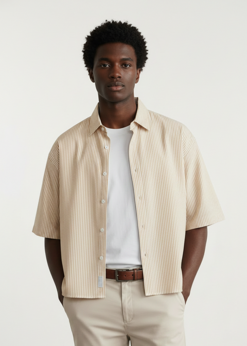 Camicia over crop rigata