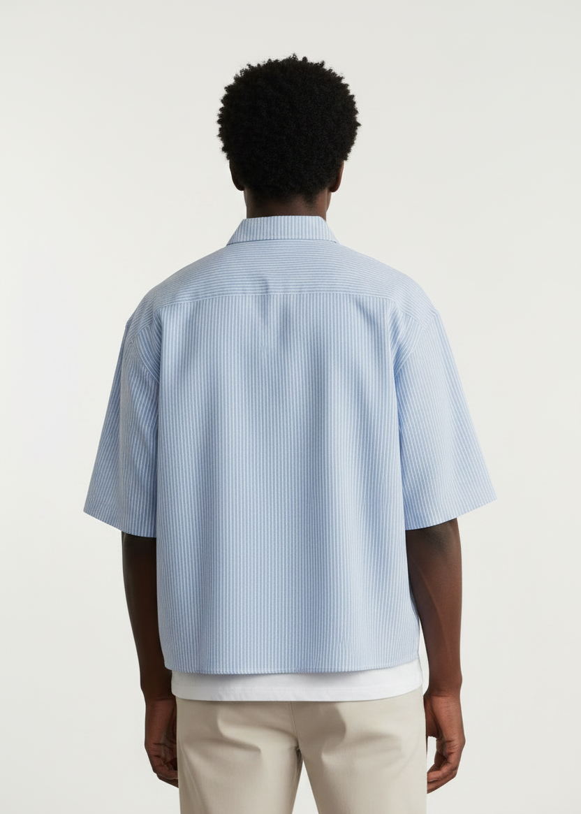 Camicia over crop rigata