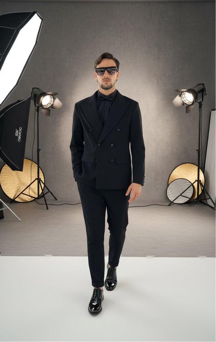 Abito doppiopetto rever brillantini LuxuryCollection✨