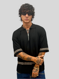 POLO ZIP CON RIGHE