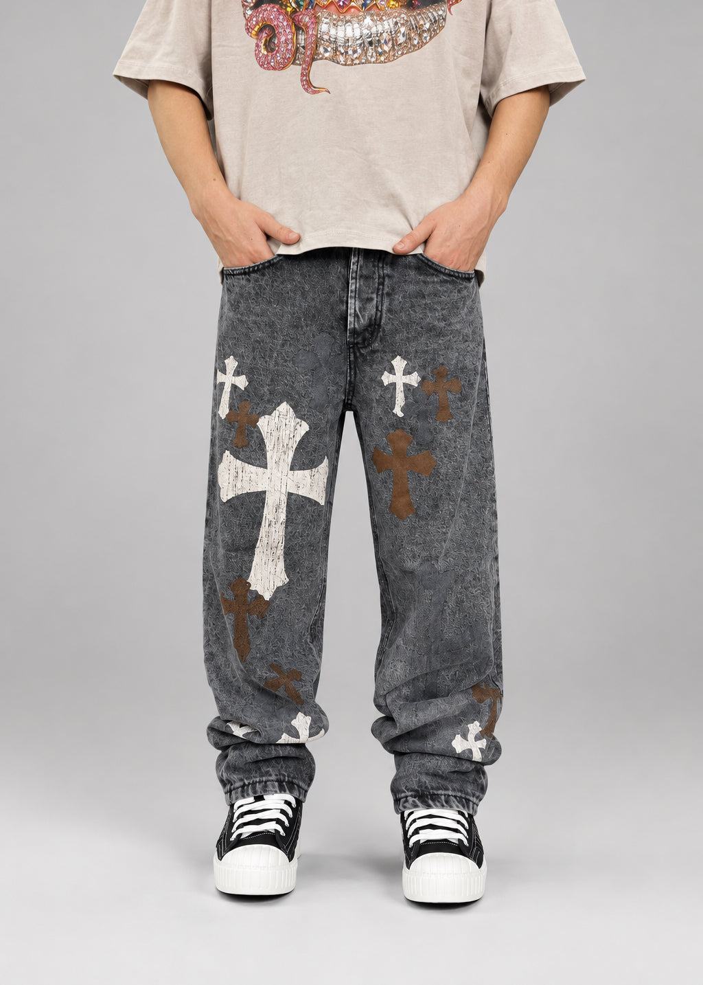JEANS stampa CROCI