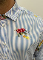 CAMICIA RIGATA RICAMO FIORI