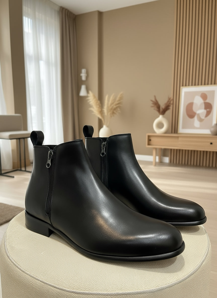 Stivaletto doppia zip in pelle