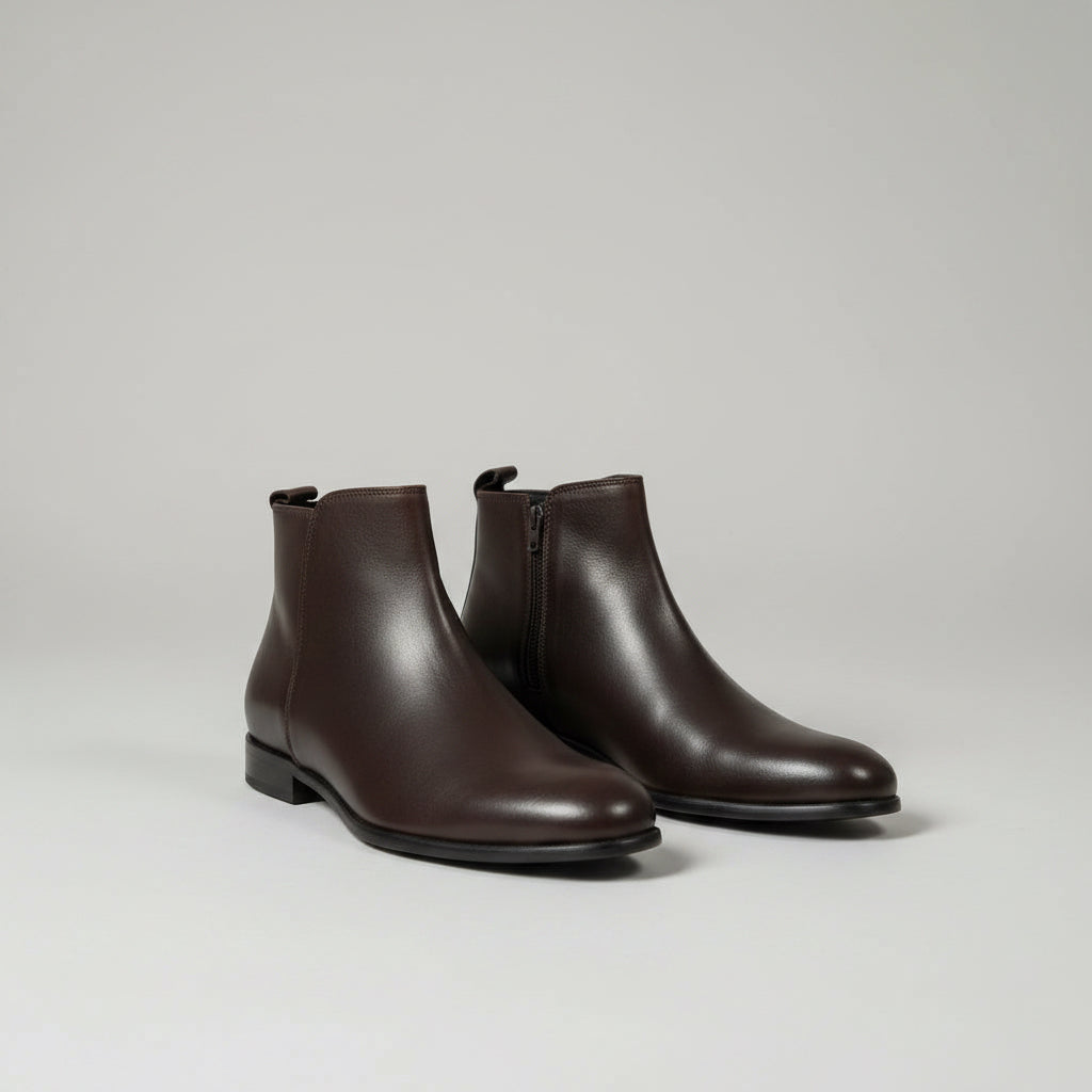Stivaletto doppia zip in pelle