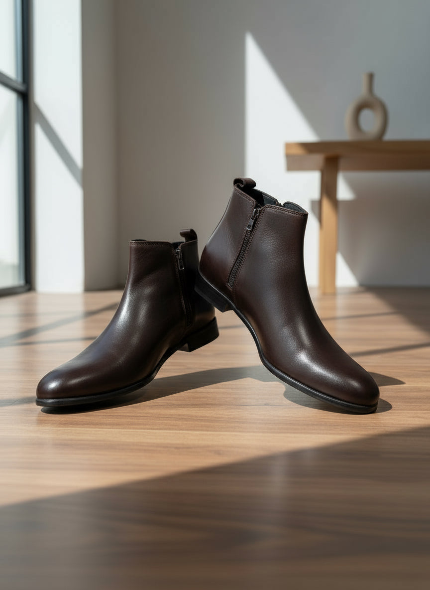 Stivaletto doppia zip in pelle