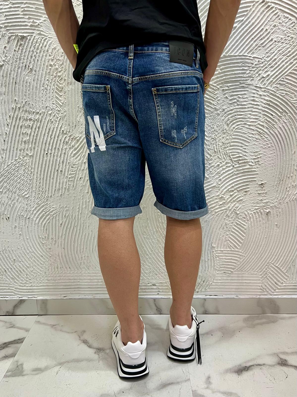 Bermuda ICON in denim logo gamba