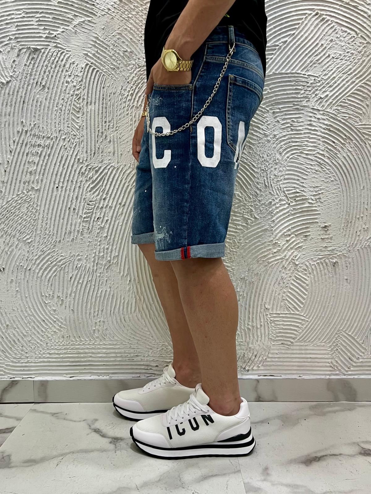 Bermuda ICON in denim logo gamba