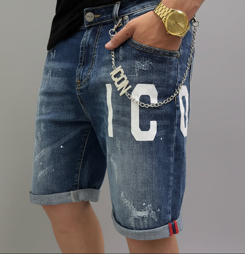 Bermuda ICON in denim logo gamba