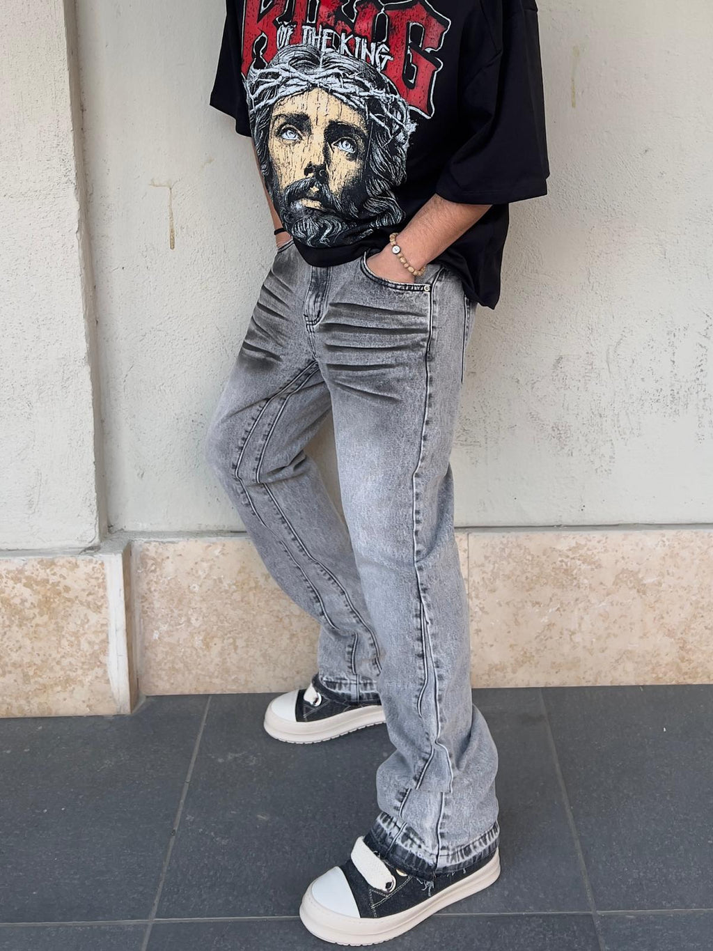 Jeans Flare Fit Grey KSLAB