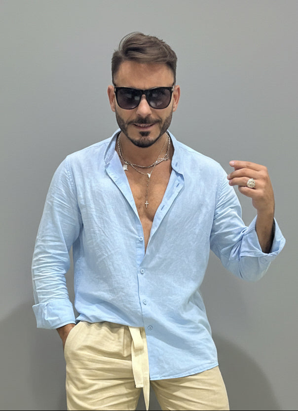 Camicia Lino Collo Coreano  KSLAB