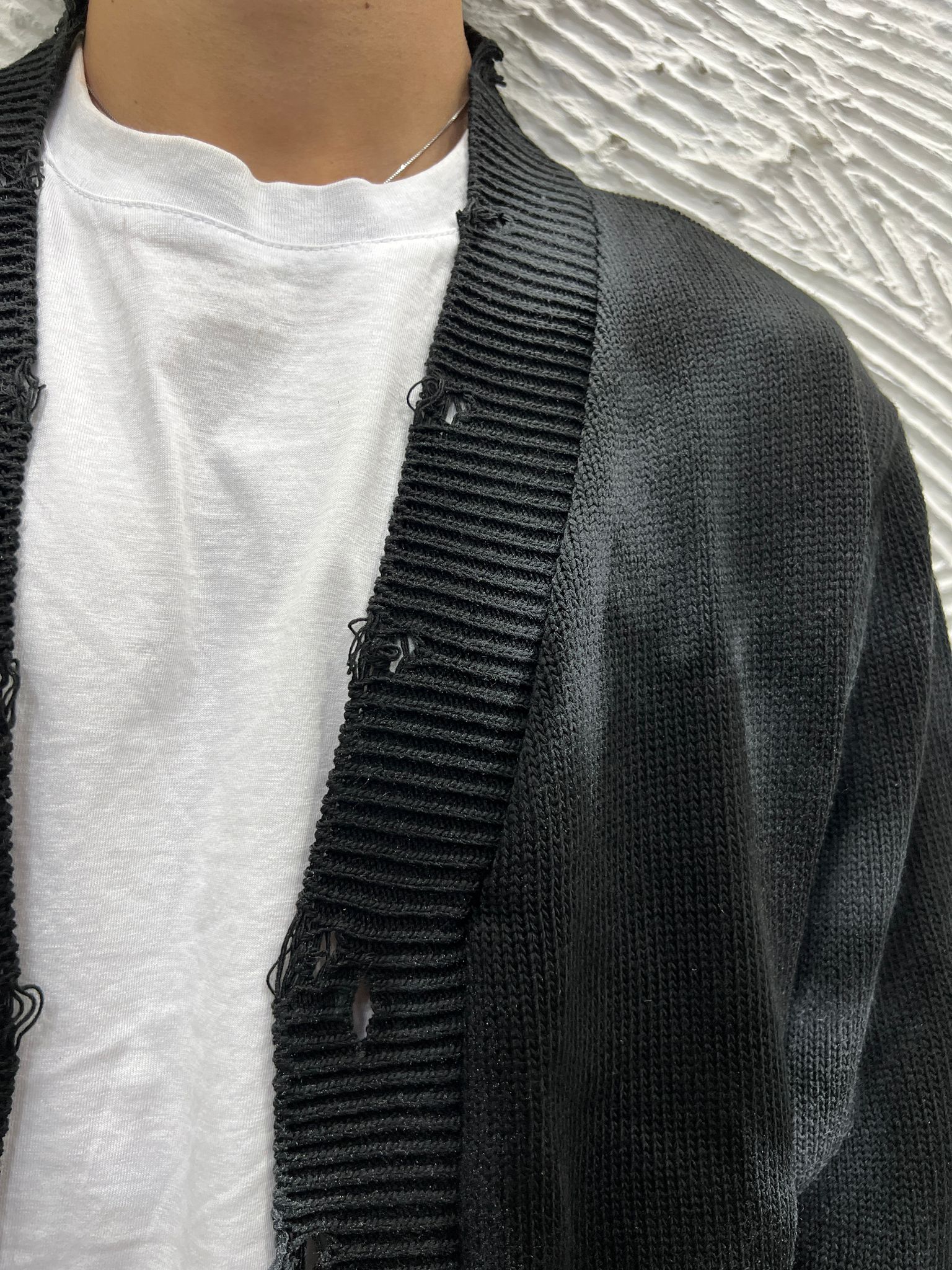 Cardigan Effetto Spruzzato & Smagliato