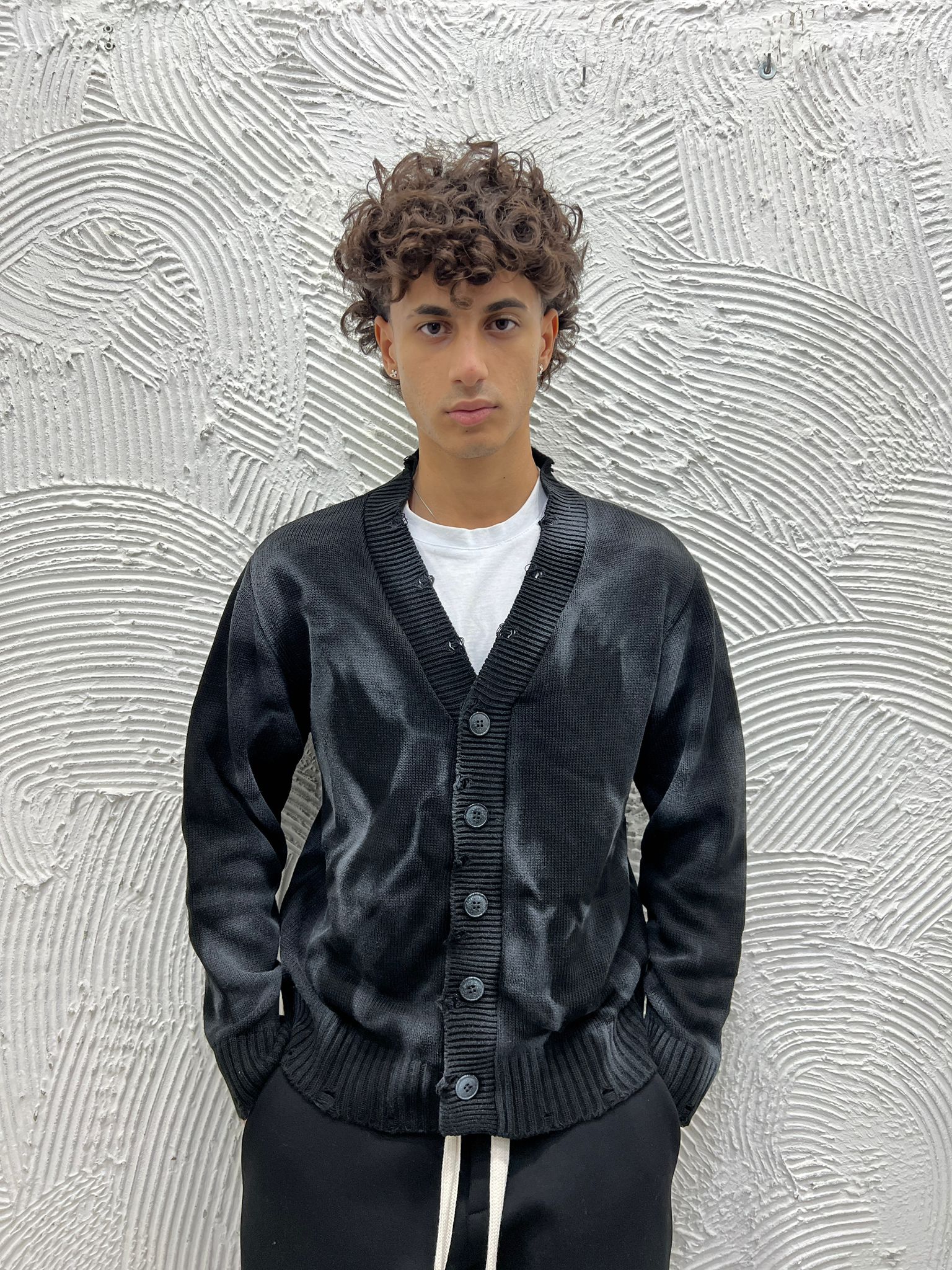 Cardigan Effetto Spruzzato & Smagliato