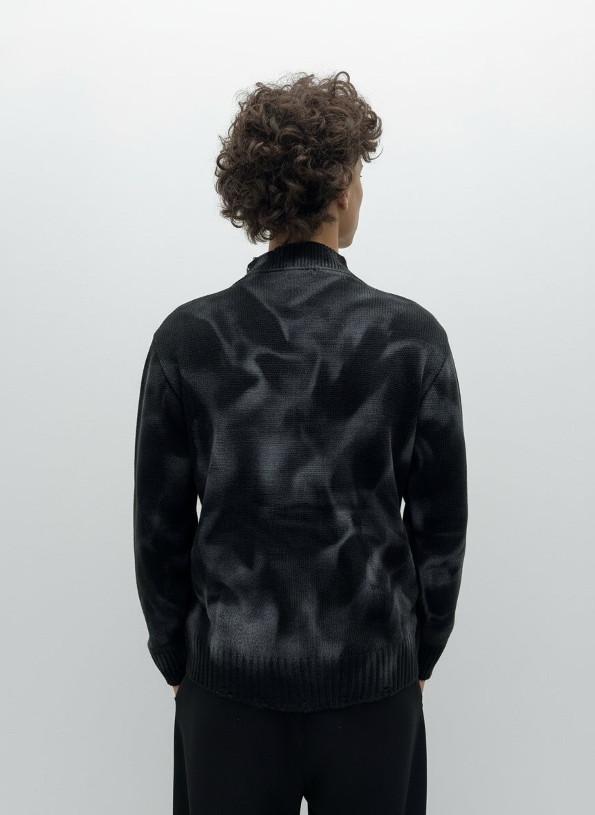 Cardigan Effetto Spruzzato & Smagliato