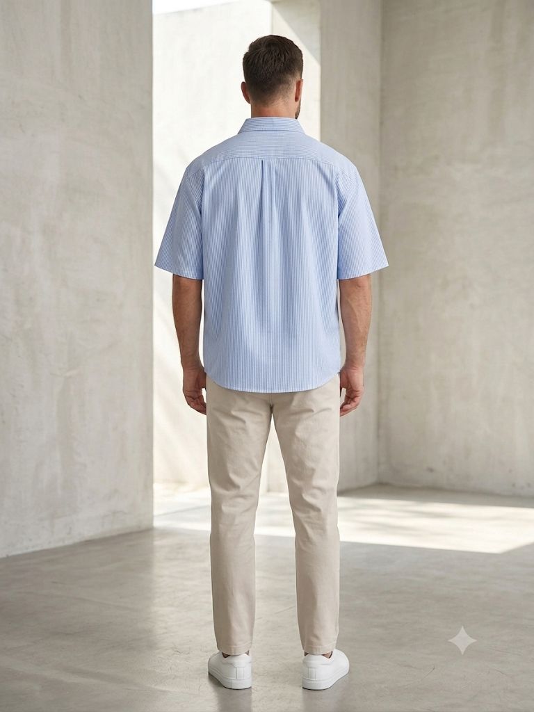 Camicia over crop rigata