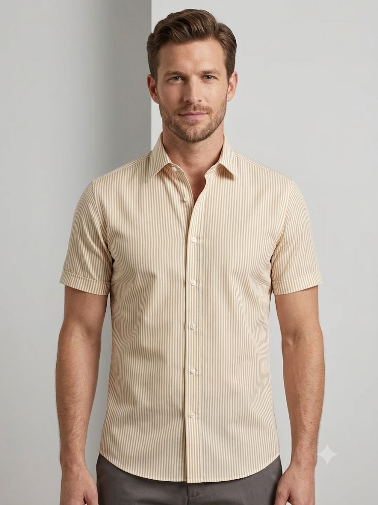 Camicia over crop rigata