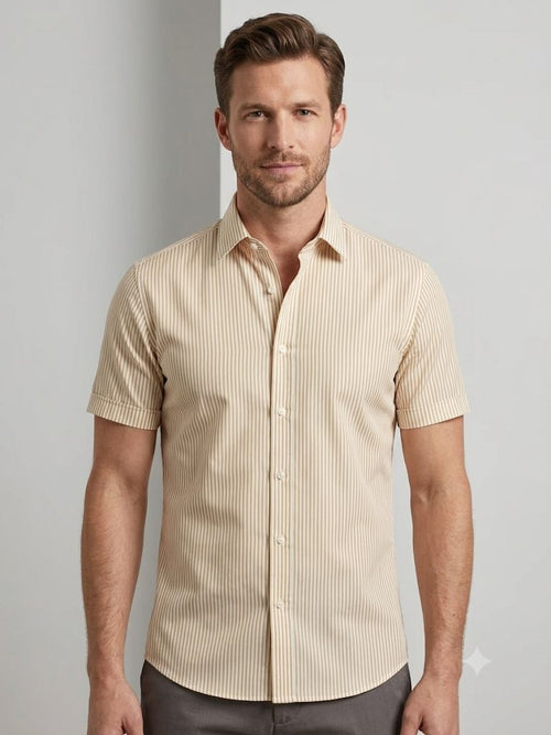 Camicia over crop rigata