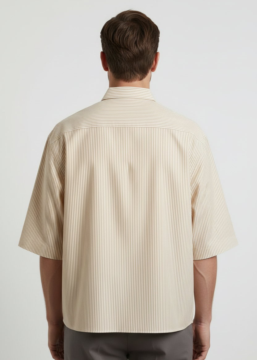 Camicia over crop rigata