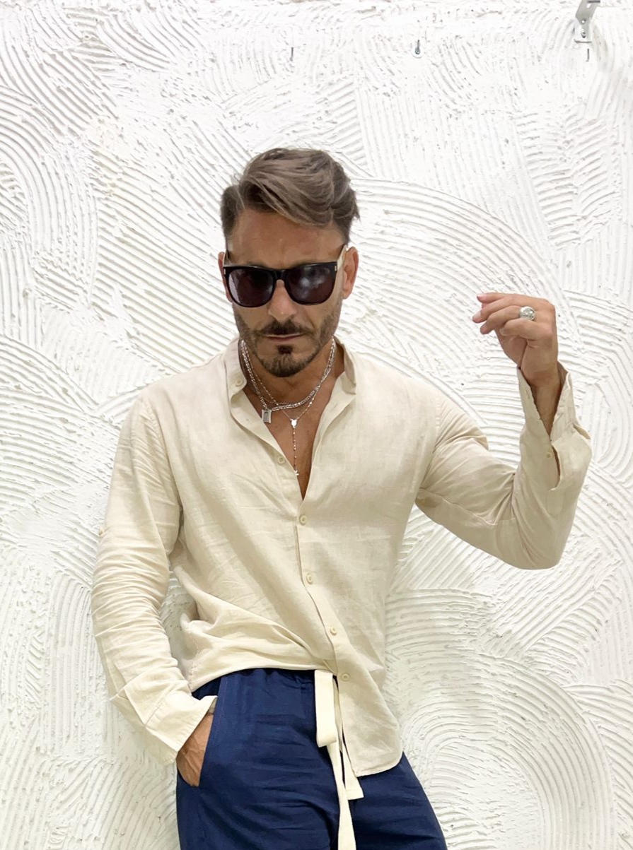 Camicia Lino Collo Coreano  KSLAB